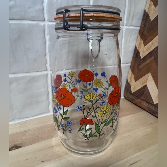 Vintage Arc De France R Carmen Poppy Flowers Lidded Glass Storage Jar - Picture 2 of 7